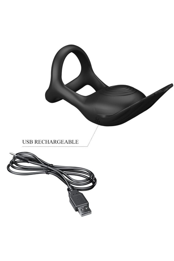 Silas Vibrant Penis Ring 7 Vibrationen Schwarzes Silikon von Pretty Love Male kaufen | Fesselliebe