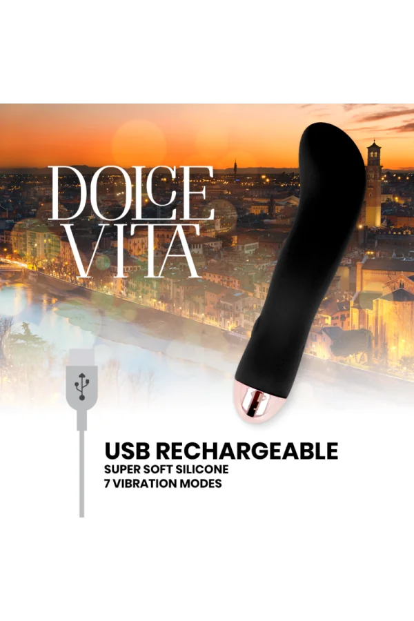 Aufladbarer Vibrator Schwarz 7 Geschwindigkeiten von Dolce Vita kaufen - Fesselliebe