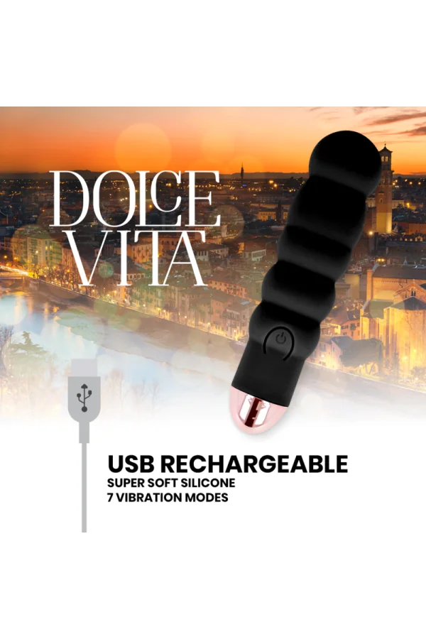 Aufladbarer Vibrator Schwarz 7 Geschwindigkeiten von Dolce Vita kaufen - Fesselliebe