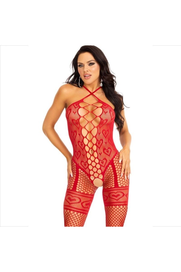 Bodystocking Halshalter Rote Herzen Rot von Leg Avenue Bodystockings kaufen | Fesselliebe