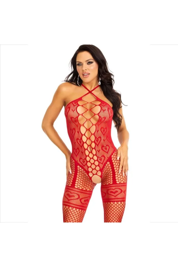 Bodystocking Halshalter Rote Herzen Rot von Leg Avenue Bodystockings kaufen - Fesselliebe