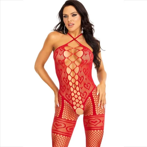 Bodystocking Halshalter Rote Herzen Rot von Leg Avenue Bodystockings kaufen | Fesselliebe