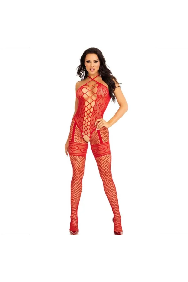 Bodystocking Halshalter Rote Herzen Rot von Leg Avenue Bodystockings kaufen - Fesselliebe