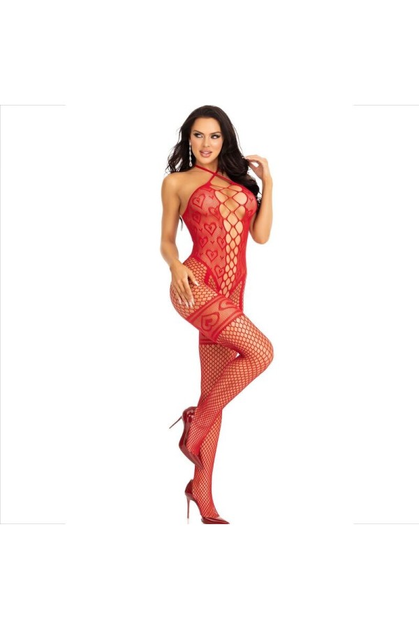 Bodystocking Halshalter Rote Herzen Rot von Leg Avenue Bodystockings kaufen | Fesselliebe