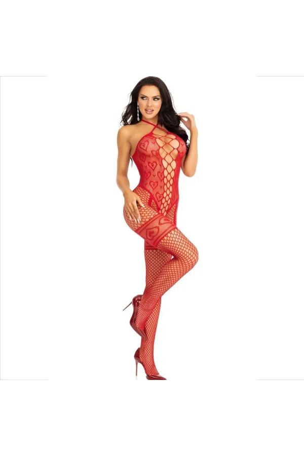 Bodystocking Halshalter Rote Herzen Rot von Leg Avenue Bodystockings kaufen - Fesselliebe