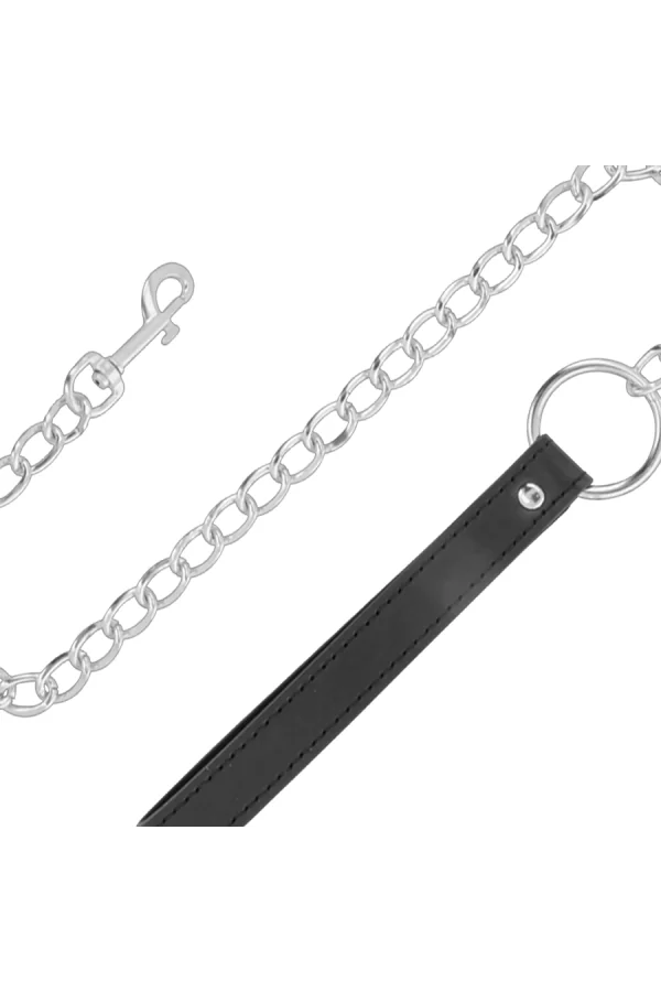 Schwarz Soft Halsband mit Leine Kunstleder von Darkness Bondage kaufen - Fesselliebe