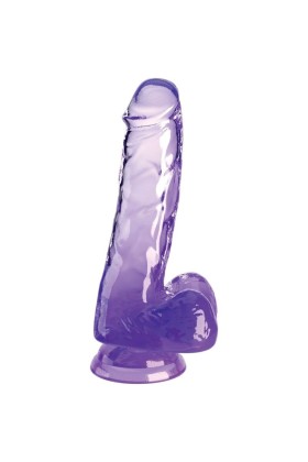 Clear realistischer Penis mit Hoden 13.5 cm Lila von King Cock kaufen | Fesselliebe