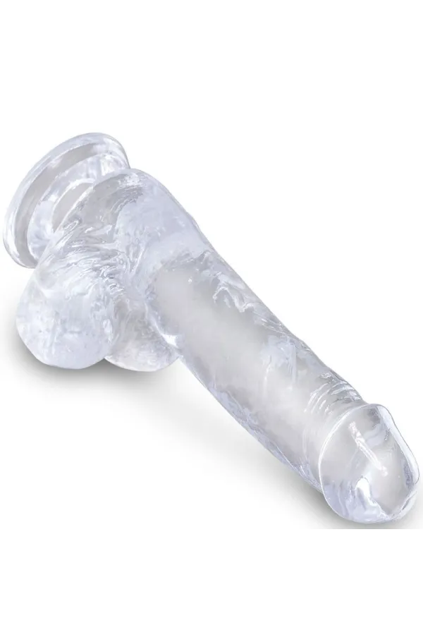 Realistischer Dildo mit Hoden 13,5 cm transparent von King Cock kaufen - Fesselliebe