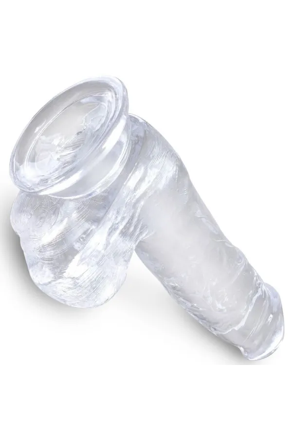 Realistischer Dildo mit Hoden 13,5 cm transparent von King Cock kaufen - Fesselliebe