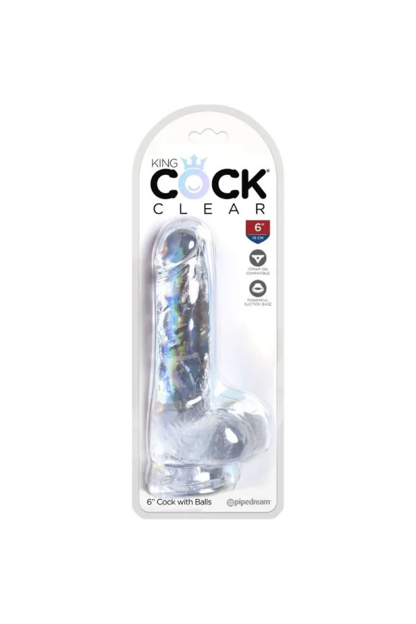 Realistischer Dildo mit Hoden 13,5 cm transparent von King Cock kaufen - Fesselliebe