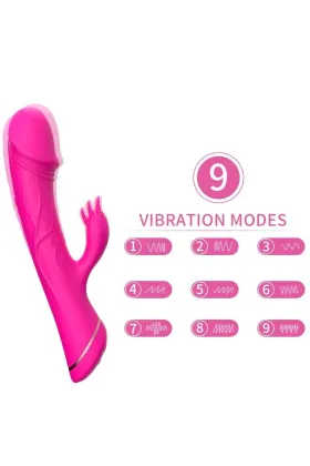 Dildo Vibrator Kaninchen Silikon Fuchsia von Armony Vibrators