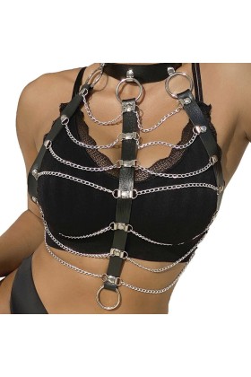 Brustharness Lederketten Schwarz Einheitsgrösse von Subblime Fetish kaufen | Fesselliebe