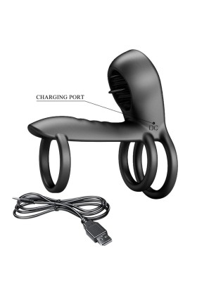 Jammy Penis-Hülle 12 Vibrationen mit wiederaufladbarer Silikon-Zunge von Pretty Love Male kaufen | Fesselliebe
