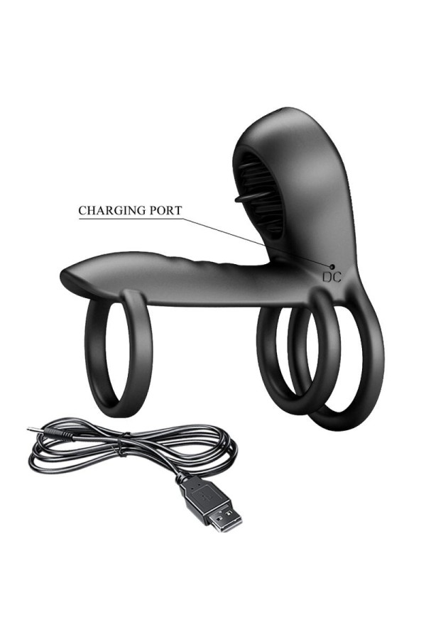 Jammy Penis-Hülle 12 Vibrationen mit wiederaufladbarer Silikon-Zunge von Pretty Love Male kaufen | Fesselliebe