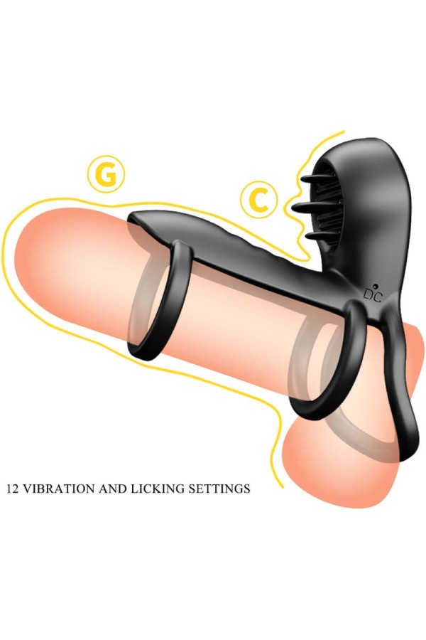 Jammy Penis-Hülle 12 Vibrationen mit wiederaufladbarer Silikon-Zunge von Pretty Love Male kaufen | Fesselliebe