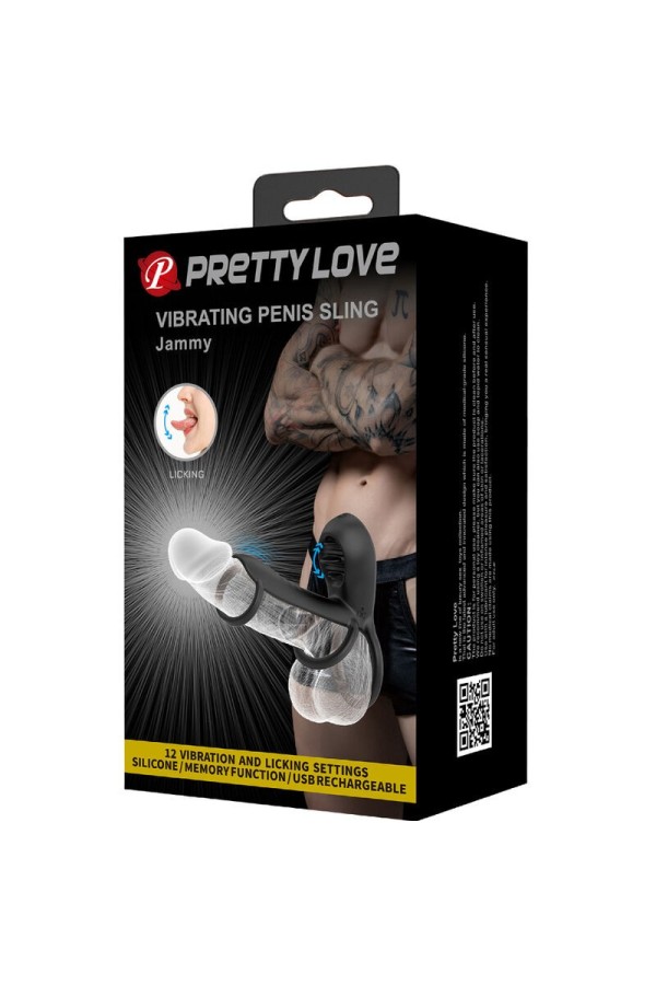 Jammy Penis-Hülle 12 Vibrationen mit wiederaufladbarer Silikon-Zunge von Pretty Love Male kaufen | Fesselliebe