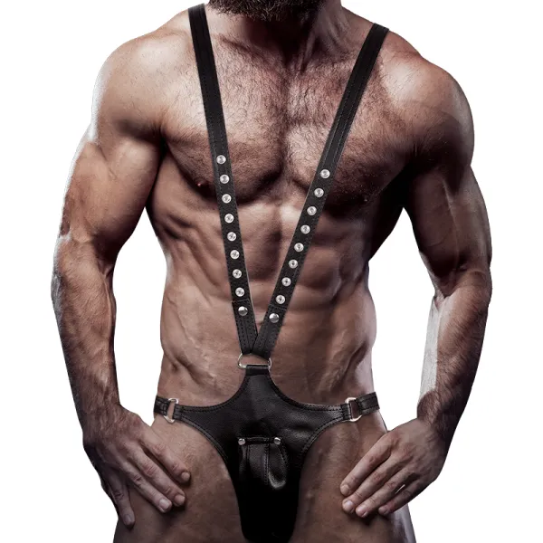 V-Förmiger Harness aus Ökoleder für Herren von Fetish Submissive Attitude kaufen | Fesselliebe