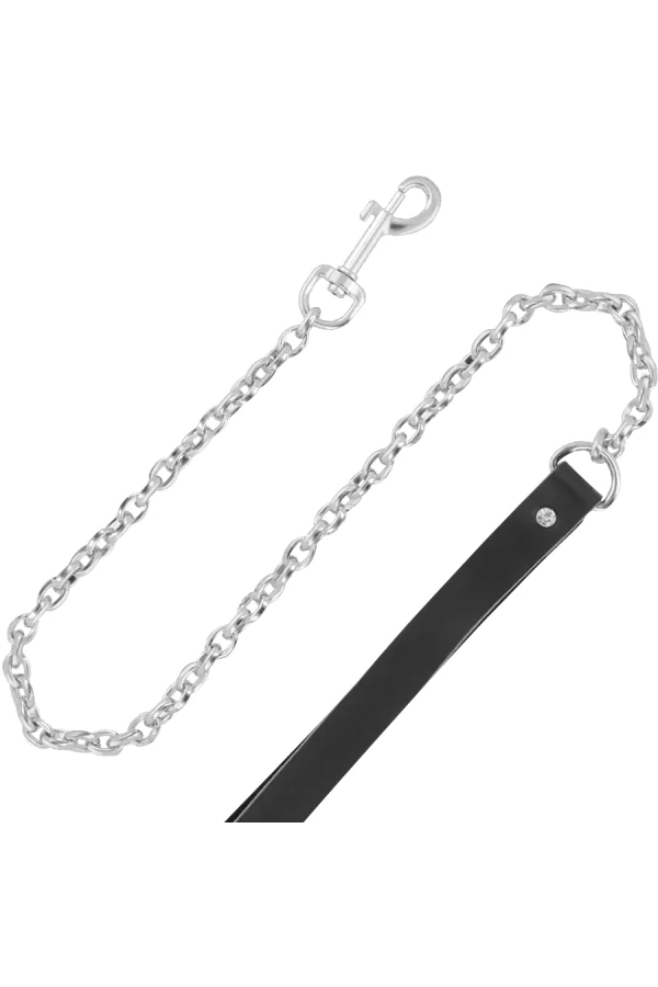 Schwarz Furry Halsband mit Leine von Darkness Bondage kaufen - Fesselliebe