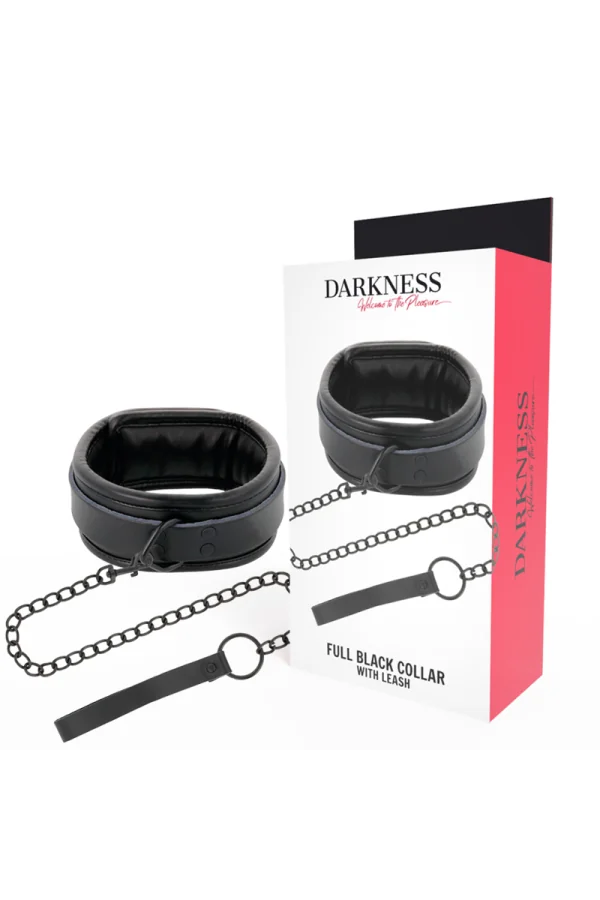 Full Schwarz Halsband mit Leine von Darkness Bondage kaufen - Fesselliebe