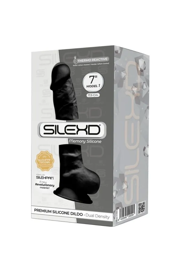 Modell 1 Realistischer Penis Premium Silexpan Silikon Schwarz 17.5 cm von Silexd