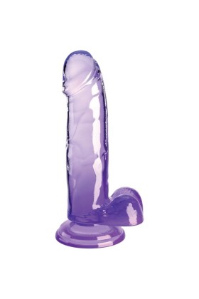 Clear realistischer Penis mit Hoden 15.2 cm Lila von King Cock kaufen | Fesselliebe