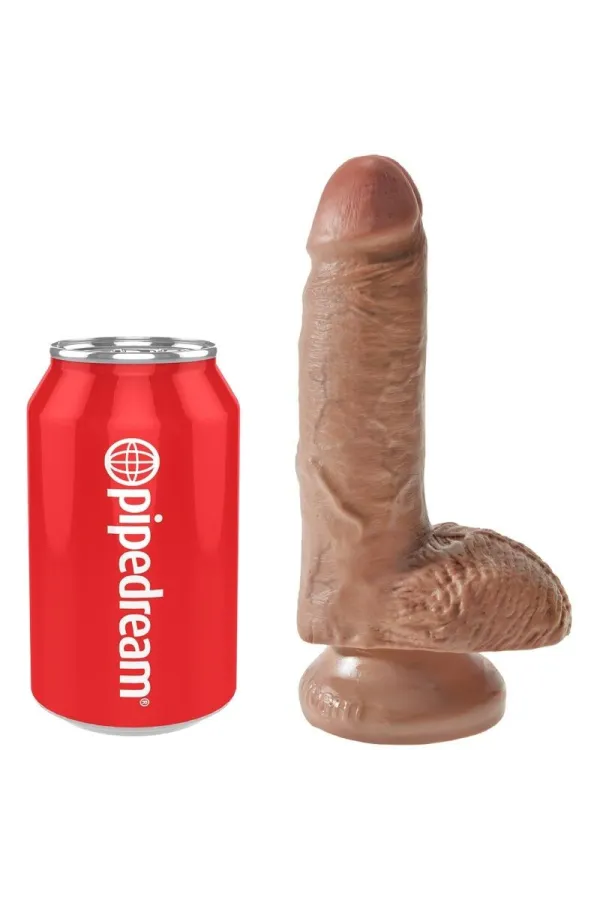 Realistischer Dildo mit Hoden 13,2 cm Karamell von King Cock kaufen - Fesselliebe