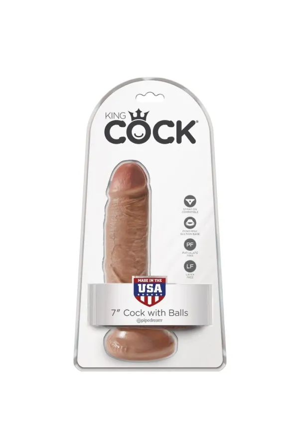 Realistischer Dildo mit Hoden 13,2 cm Karamell von King Cock kaufen - Fesselliebe