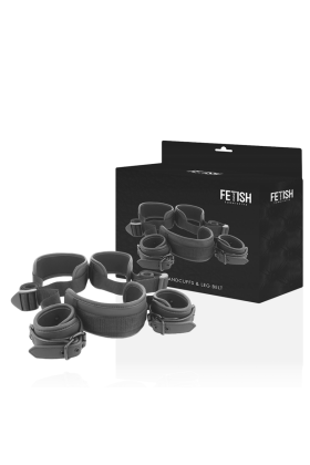 Position mit Offenen Beinen und Handschellen mit Noprene-Futter von Fetish Submissive Bondage kaufen | Fesselliebe
