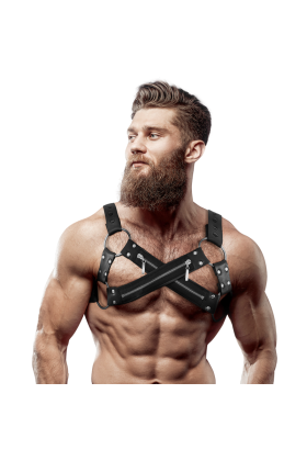 Verstellbarer Neopren-Brustgurt mit Cross-Over-Bulldog-Reissverschluss für Männer von Fetish Submissive Attitude kaufen | Fesselliebe
