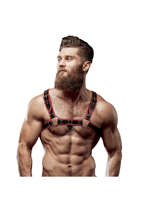 Brustharness aus Ökoleder für Herren Schwarz/Rot von Fetish Submissive Attitude kaufen | Fesselliebe