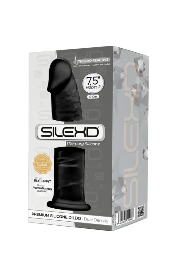 Modell 2 Realistischer Penis Premium Silexpan Silikon Schwarz 19 cm von Silexd