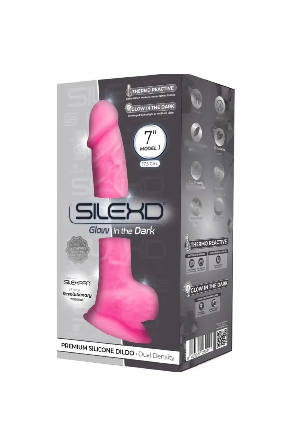 Modell 1 Realistischer Penis Premium Silikon Silexpan Fluoreszierendes Rosa 17,5 cm von Silexd kaufen - Fesselliebe