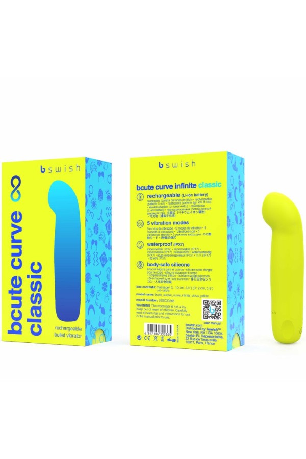 Bcute Curve Infinite Klassischer wiederaufladbarer Silikonvibrator Gelb von B Swish kaufen | Fesselliebe