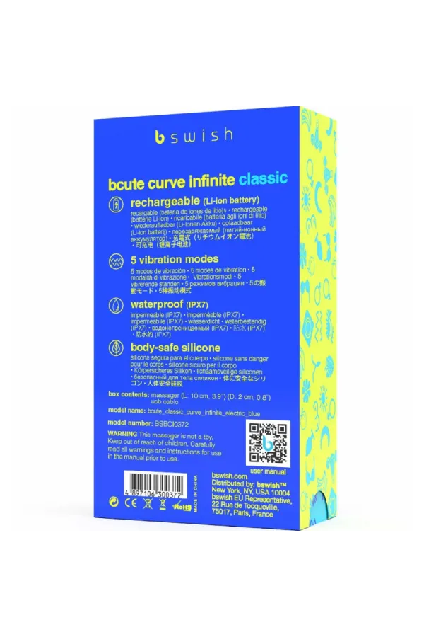 Bcute Curve Infinite Klassischer Wiederaufladbarer Vibrator aus Blauem Silikon von B Swish