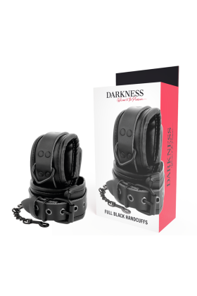Verstellbare Handschellen aus Schwarzem Leder von Darkness Bondage kaufen | Fesselliebe