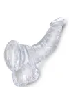 Realistisch gebogener Dildo mit Hoden 16,5 cm transparent von King Cock kaufen - Fesselliebe