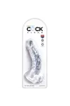 Realistisch gebogener Dildo mit Hoden 16,5 cm transparent von King Cock kaufen - Fesselliebe