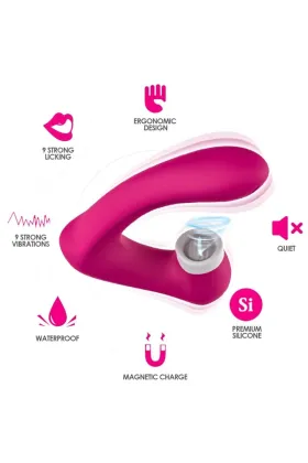 Secretkiss Leckt Vibrierenden Clit und Vibrator in Gebogenem Fuchsia von Armony Stimulators