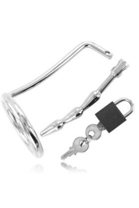 Hodenring aus mit Harnröhren-Keuschheitsstecker von Metal Hard kaufen | Fesselliebe