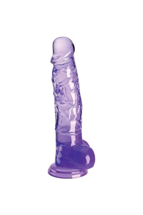 Clear realistischer Penis mit Hoden 16.5 cm Lila von King Cock kaufen | Fesselliebe