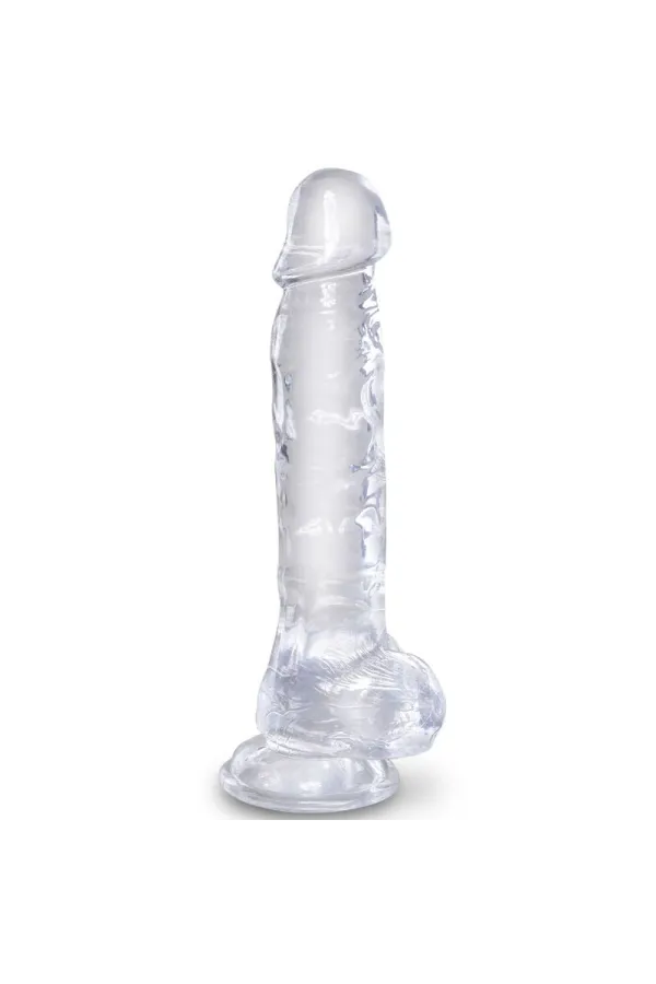 Realistischer Dildo mit Hoden 16,5 cm transparent von King Cock kaufen - Fesselliebe