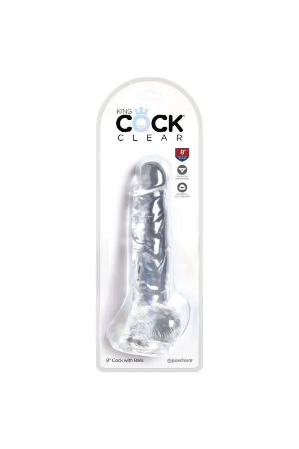 Realistischer Dildo mit Hoden 16,5 cm transparent von King Cock kaufen - Fesselliebe