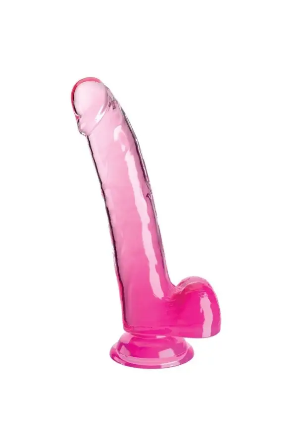 Clear Dildo mit Hoden 20.3 cm Rosa von King Cock