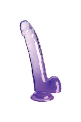 Clear Dildo mit Hoden 20.3 cm Lila von King Cock kaufen | Fesselliebe