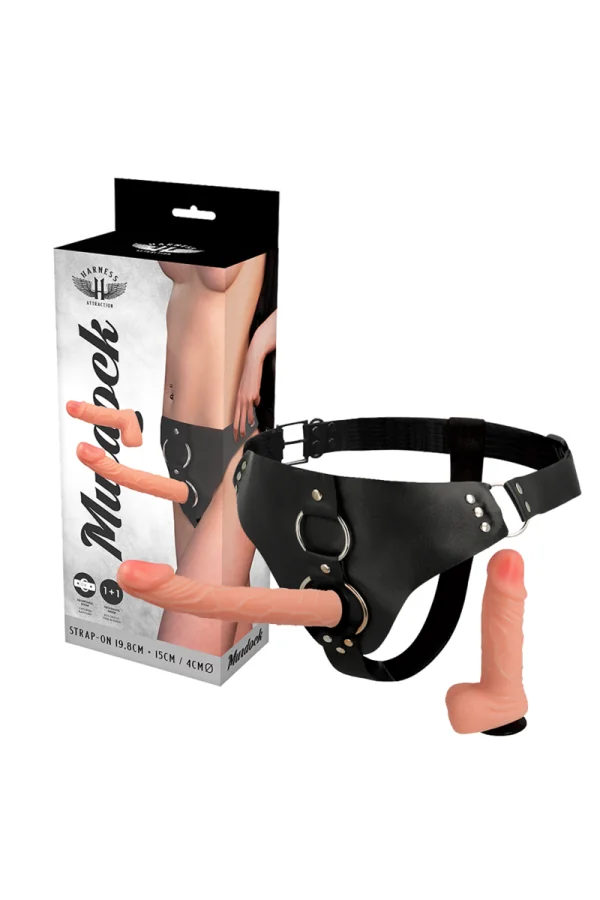 Murdock 1 + 1 Dildo Hautfarben 19.8 + 15cm X 4cm von Harness Attraction kaufen - Fesselliebe