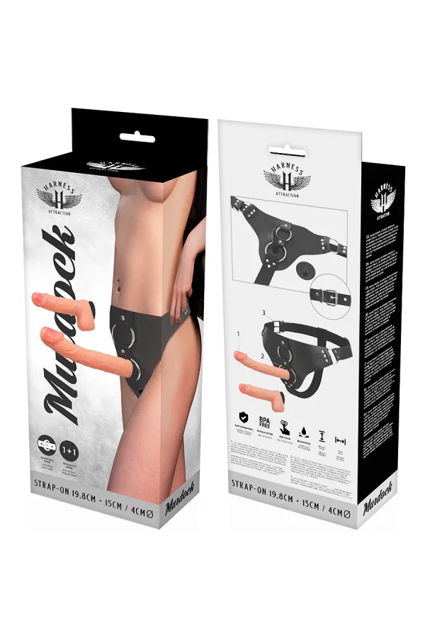 Murdock 1 + 1 Dildo Hautfarben 19.8 + 15cm X 4cm von Harness Attraction kaufen - Fesselliebe