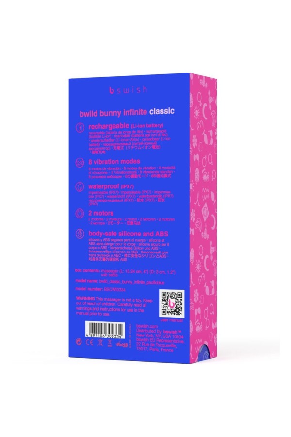 Bwild Bunny Infinite Klassischer wiederaufladbarer Vibrator aus Blauem Silikon von B Swish kaufen | Fesselliebe