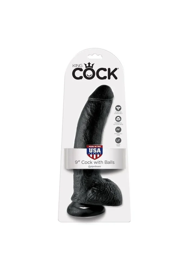 King Cock 9" Cock Schwarz mit Eier 22,9 Cm von King Cock kaufen - Fesselliebe