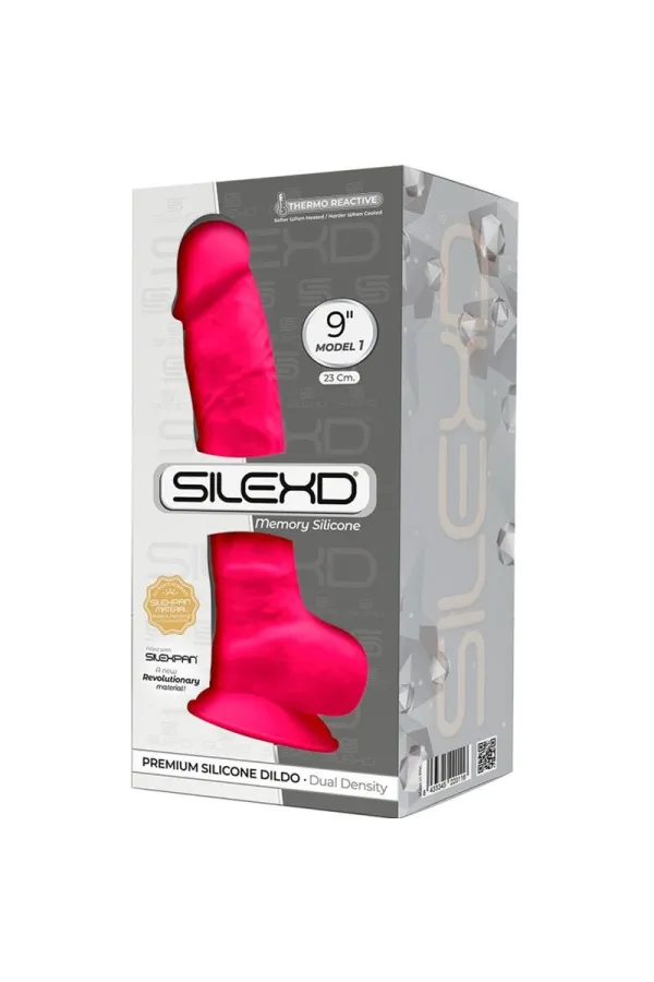 Model 1 Realistischer Penis Premium Silexpan Silikon Fuchsia 23 cm von Silexd