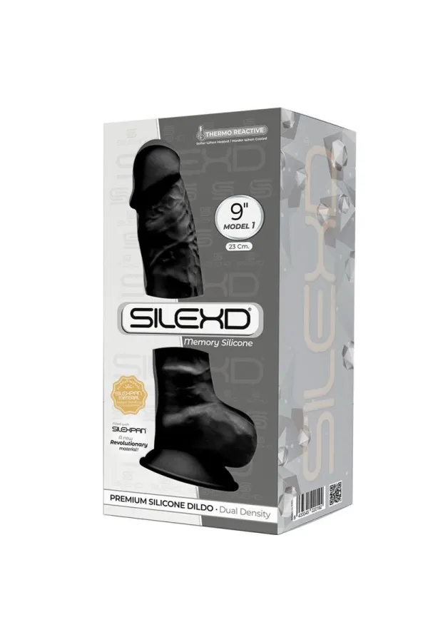 Modell 1 Realistischer Dildo Premium Silexpan Silikon Schwarz 23 cm von Silexd kaufen - Fesselliebe